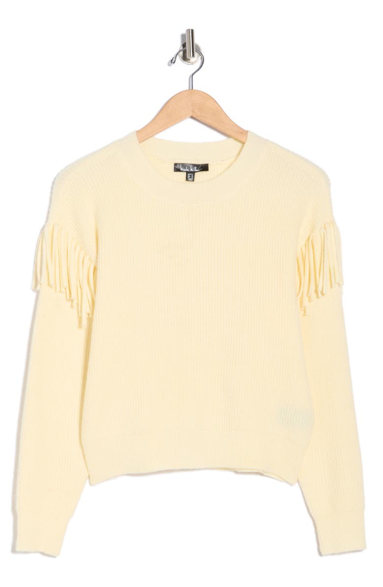 Nicole Miller Fringed Pullover Sweater, Main, color, Rutabaga