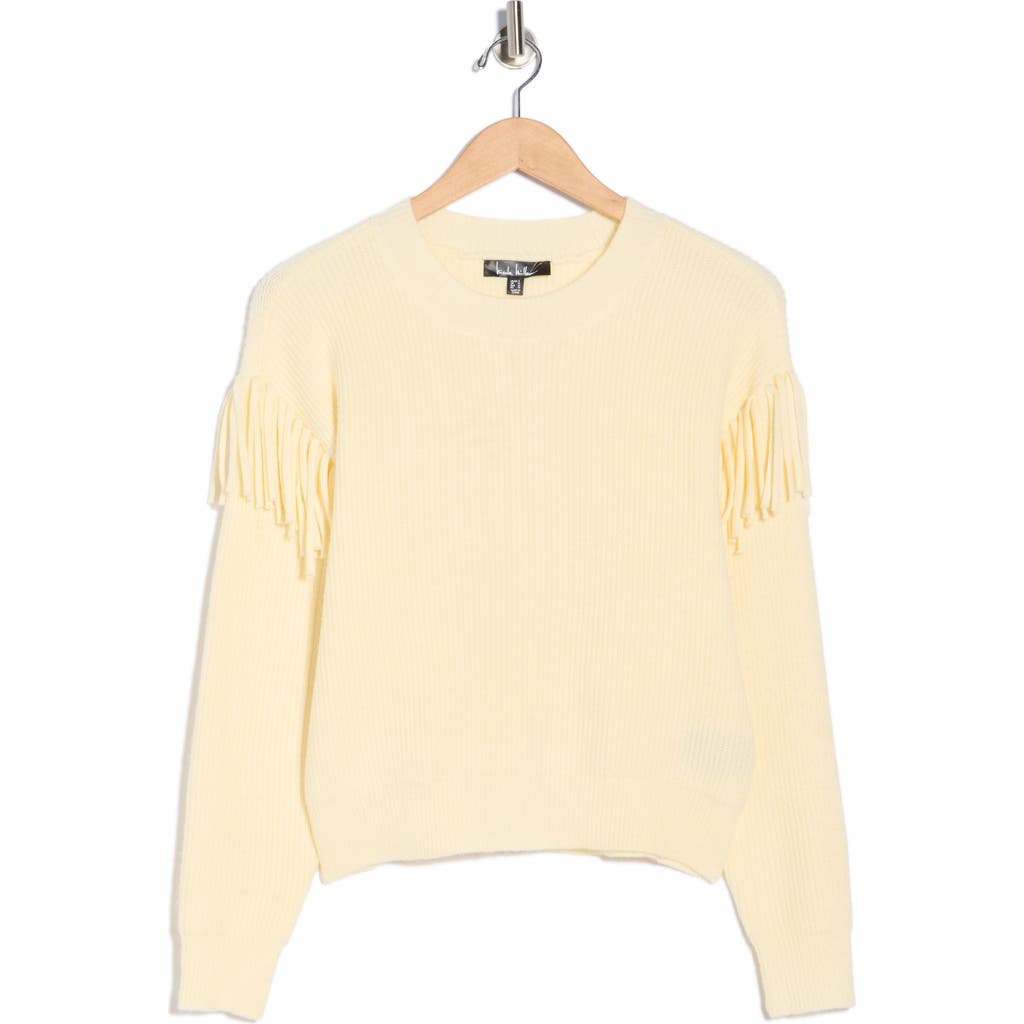 Nicole Miller Fringed Pullover Sweater In Neutral