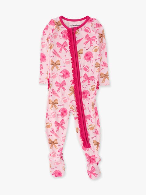 SoftSnooze Ruffle One Piece Footie Pajama
