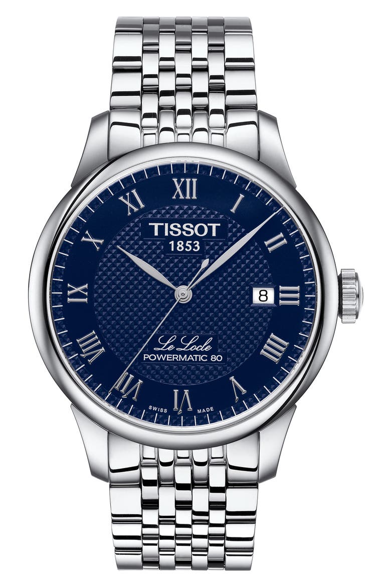 Le Locle Powermatic 80 Bracelet Watch, 39mm, Main, color, BLUE