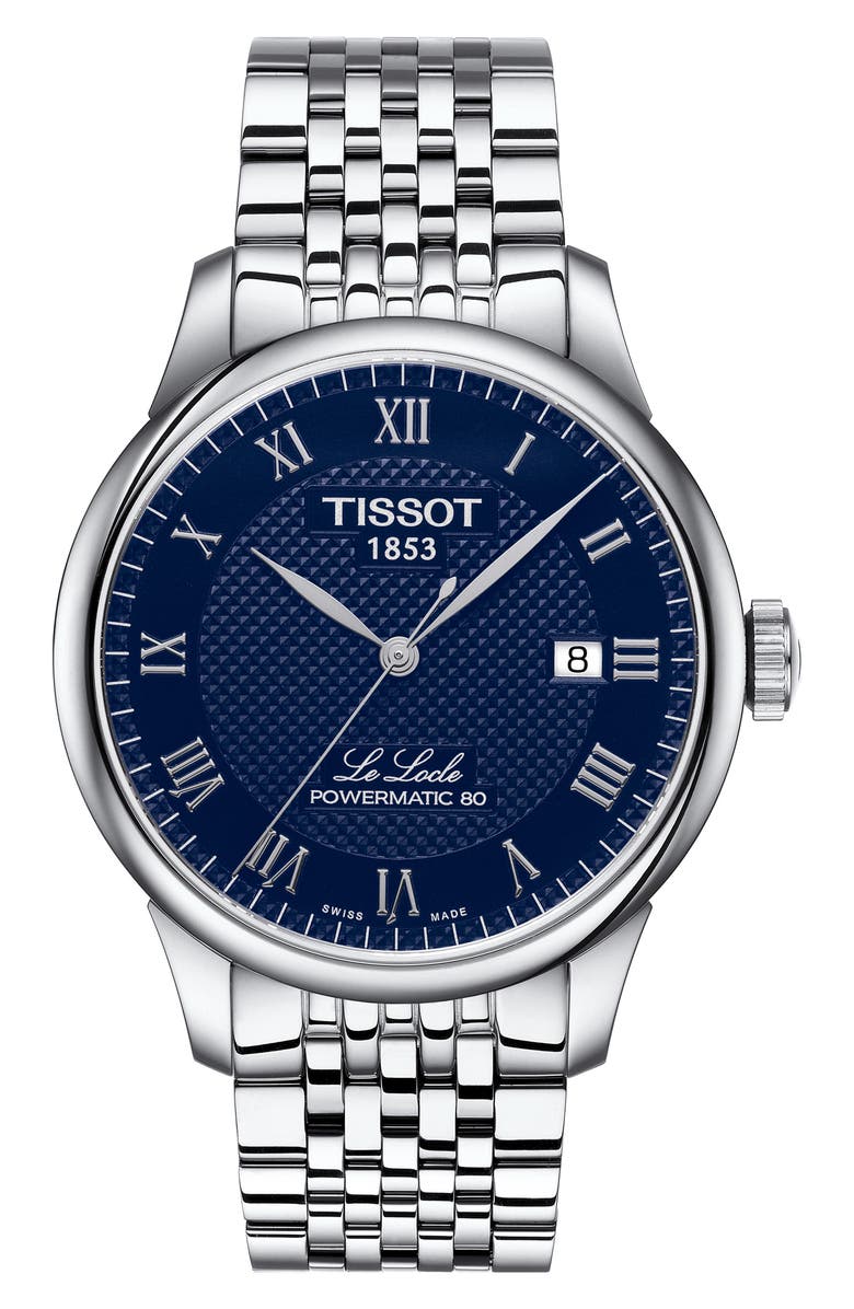Tissot Le Locle Powermatic 80 Bracelet Watch, 39mm, Main, color, Blue
