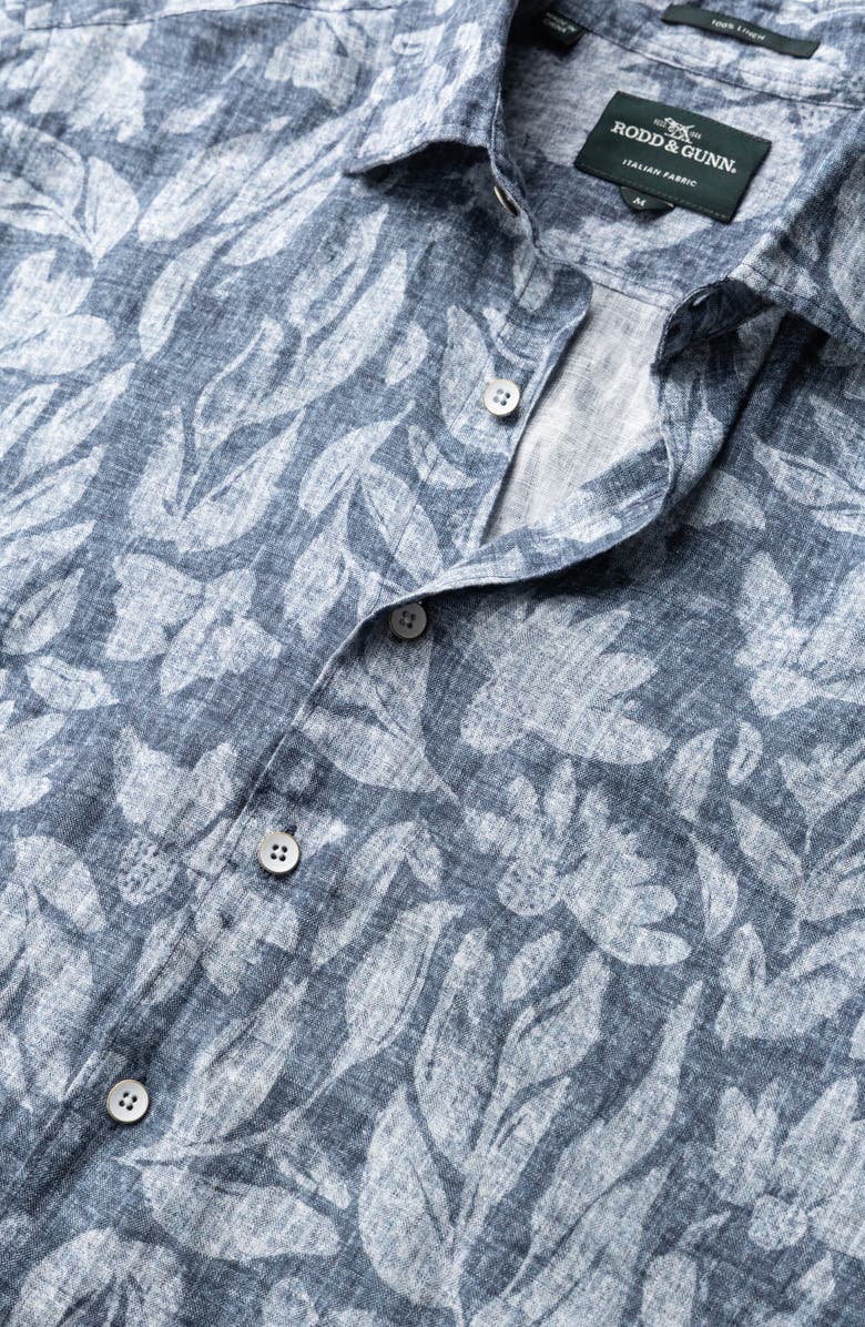 Rodd & Gunn Glen Afton Floral Short Sleeve Linen Button-Up Shirt, Alternate, color, Lake