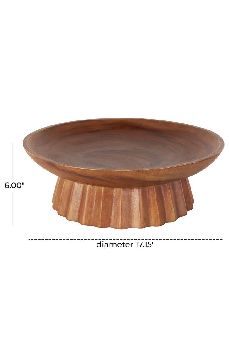 Scalloped Wooden Decorative Bowl, Alternate, color, BROWN
