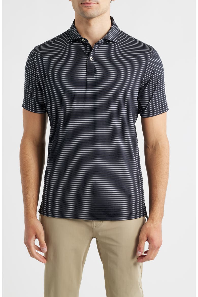 Beau Stripe Performance Polo, Main, color, BLACK