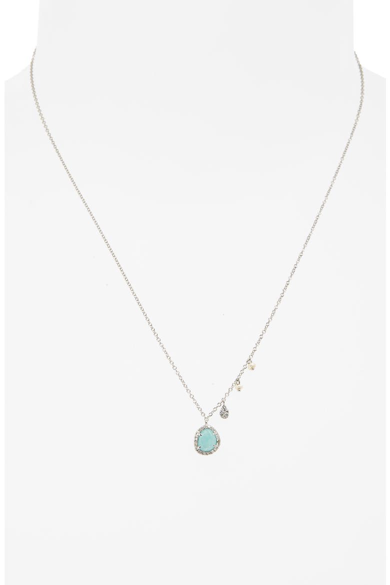 Mini Stone Diamond Pendant Necklace, Alternate, color, WHITE GOLD/ AMAZONITE