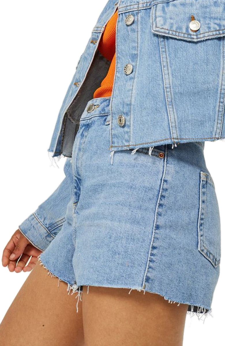 Topshop Denim Mom Shorts, Alternate, color, 