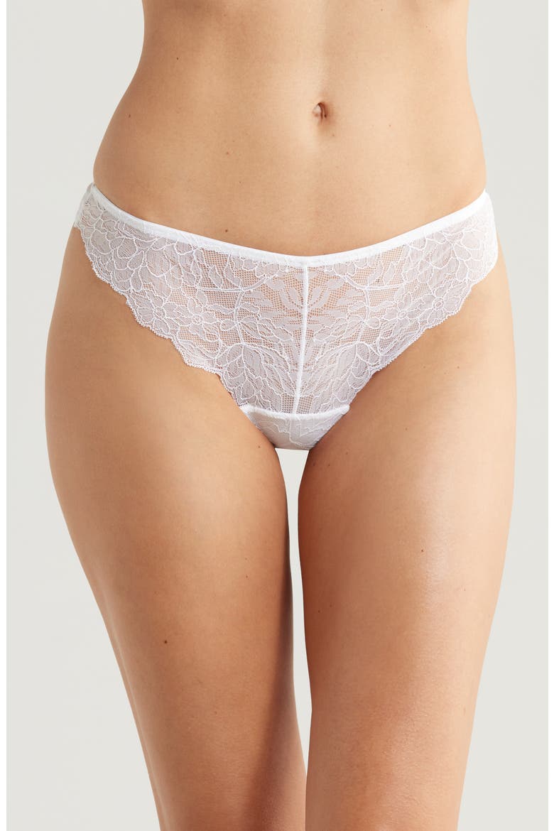 Luxe Lace Thong, Main, color, WHITE