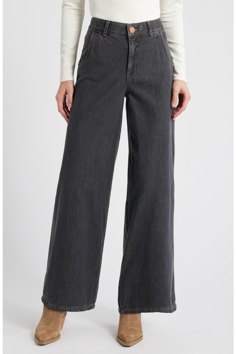 Whitney 'Ab'Solution Skyrise Wide Leg Ankle Jeans, Main, color, GREY