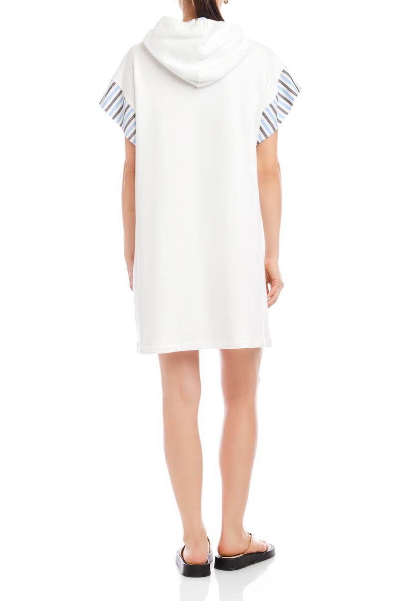 Dayna Contrast Detail French Terry Hoodie Minidress, Alternate, color, OFF WHITE