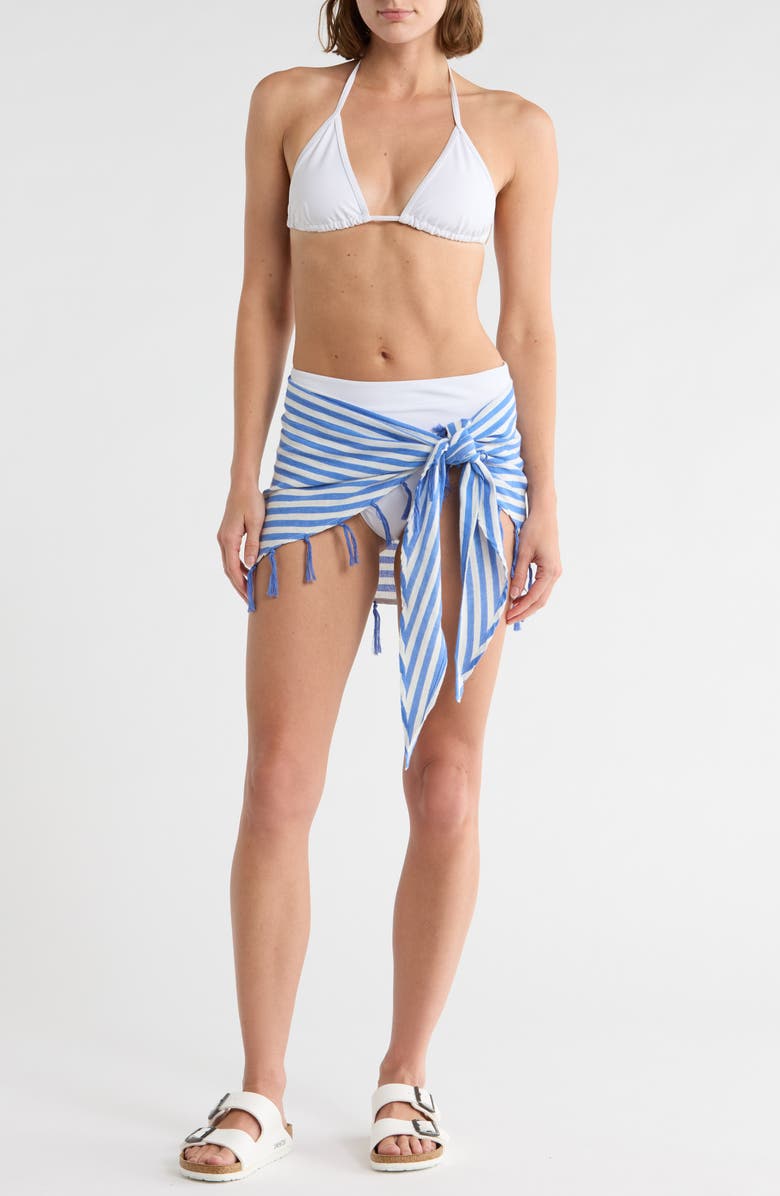 Vitamin A<sup>®</sup> Sirena Tassel Linen Blend Sarong, Main, color, Coastal Stripe