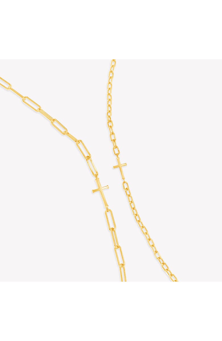 Rizen Jewelry Mini Chain Breaker Cross Necklace, Alternate, color, 18K Gold Plated