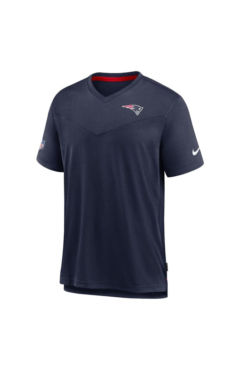 Nike Men's Nike Navy New England Patriots Sideline Coach Chevron Lock Up Logo V-Neck Performance T-Shirt, Alternate, color, 