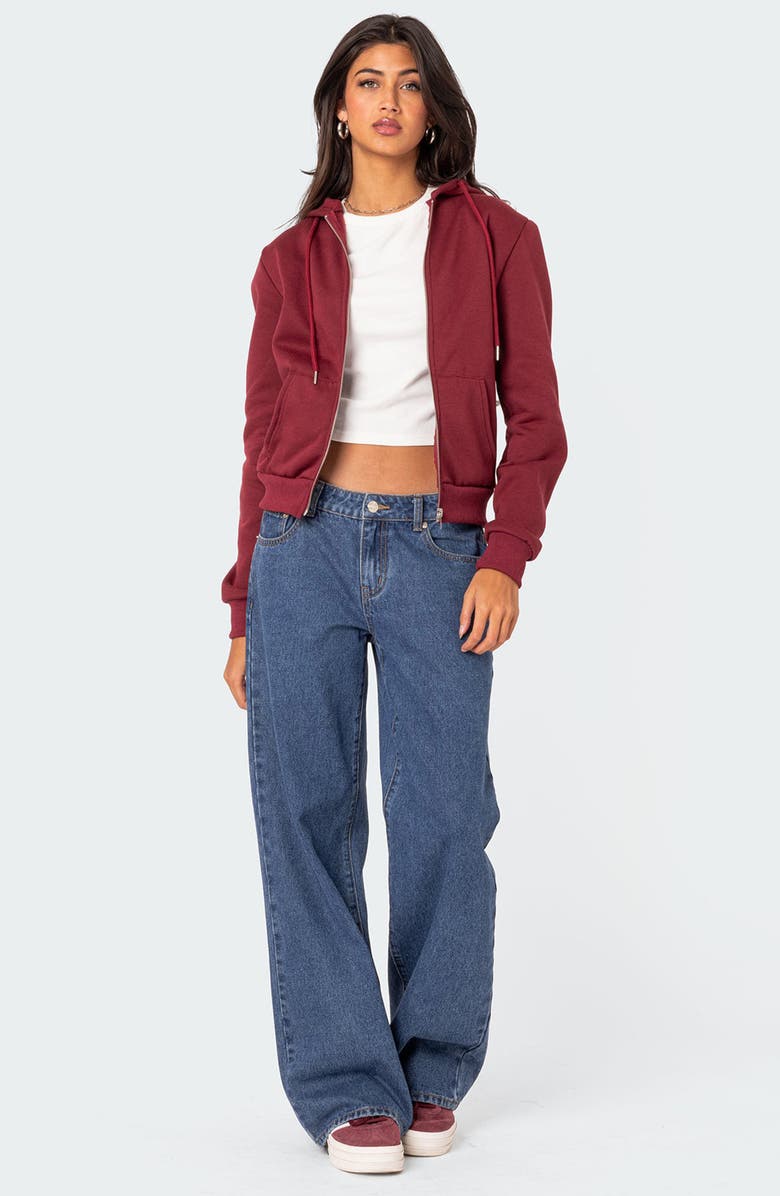 EDIKTED Avery Zip Hoodie, Alternate, color, Burgundy