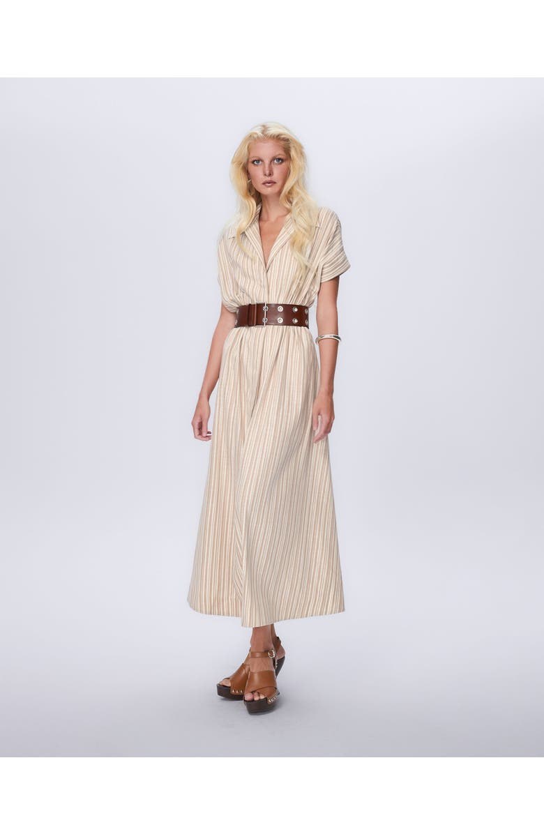 THEO The Label Astraea Lurex Belted Maxi Dress, Alternate, color, Sand