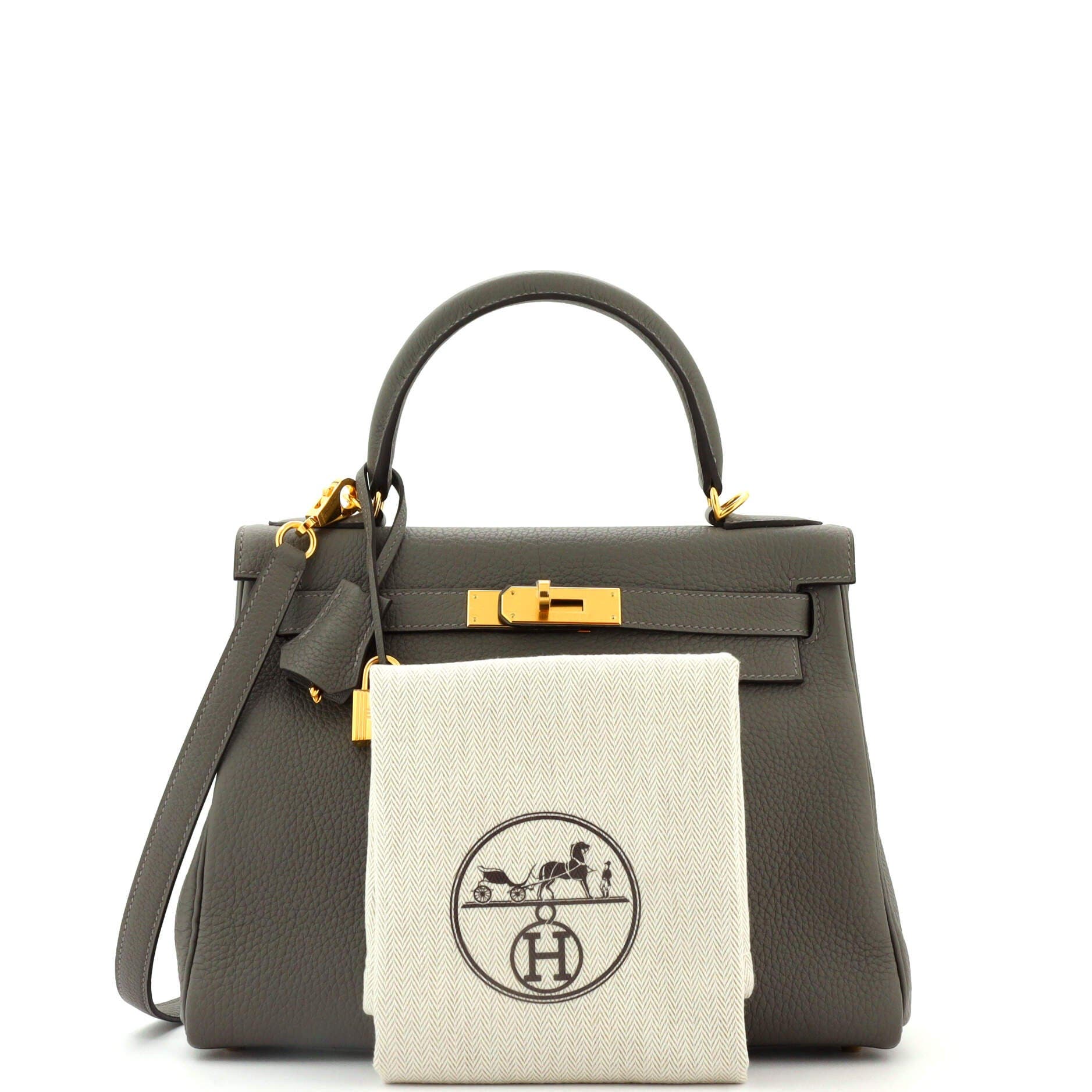 Pre-Owned Hermes Kelly Handbag Grey Clemence with Gold Hardware 28, Alternate, color, 