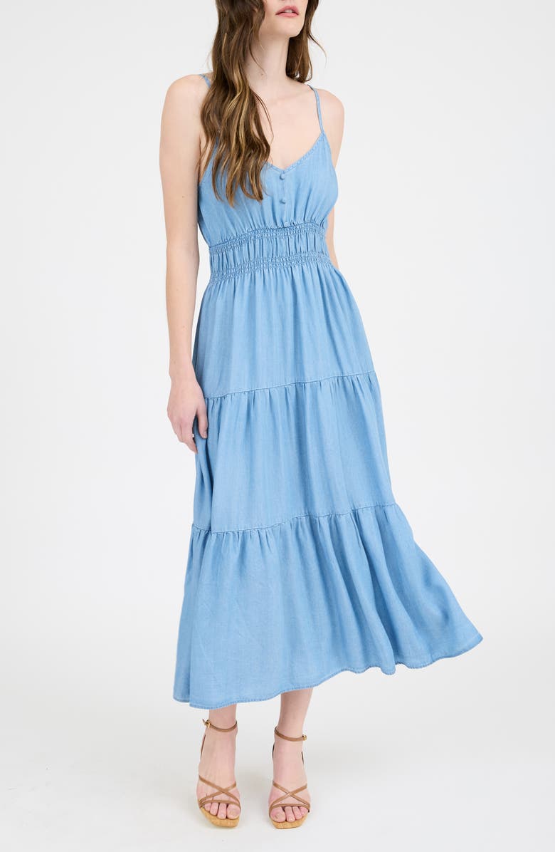 Blu Pepper Button Detail Midi Sundress, Main, color,