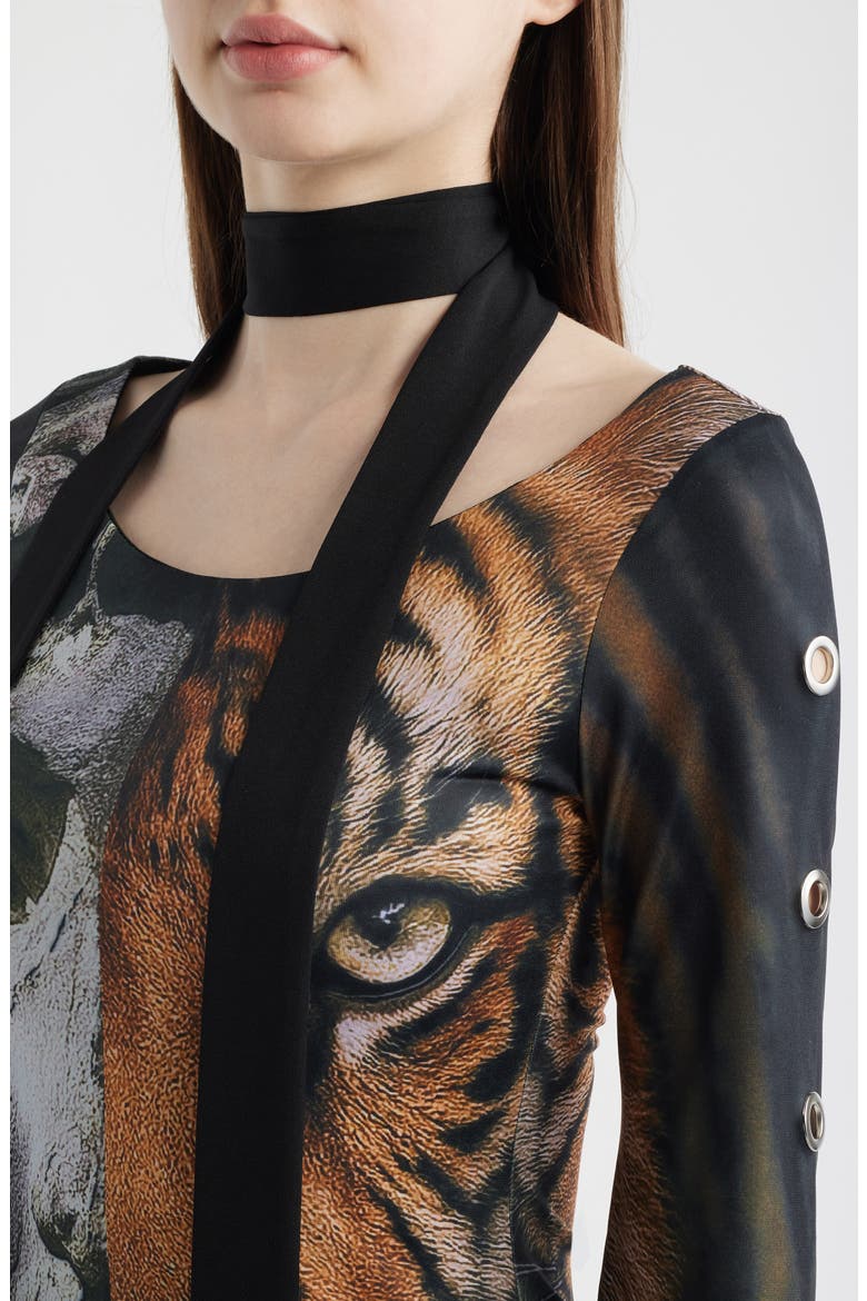 You Are Art Long Sleeve Maxi Dress, Alternate, color, BLACK/ TIGER