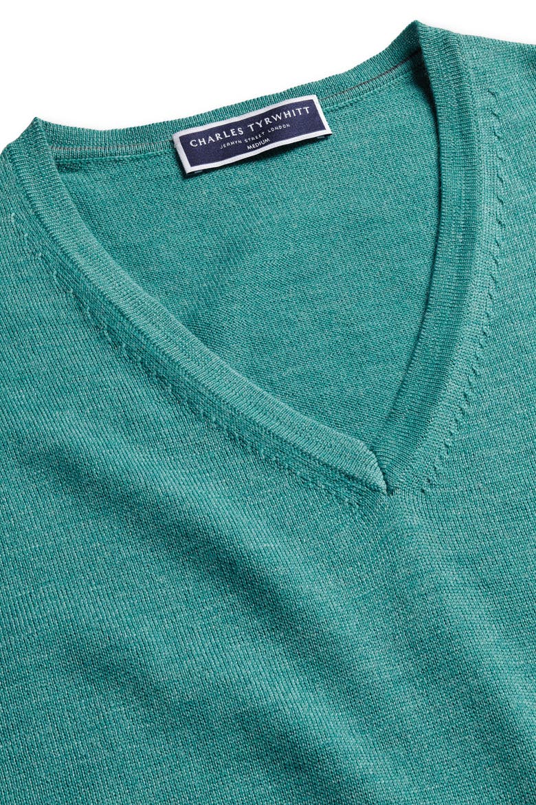 Pure Merino V Neck Sweater, Alternate, color, Aqua Green