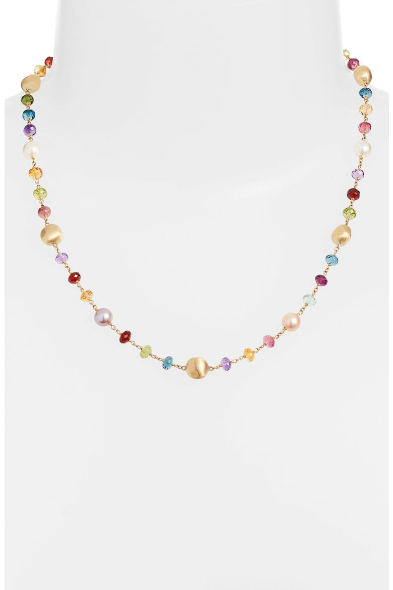 Africa Semiprecious Stone & Pearl Necklace, Alternate, color, YELLOW GOLD/ MULTI