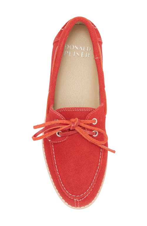 Shop Donald Pliner Lug Sole Boat Shoe In Tomato