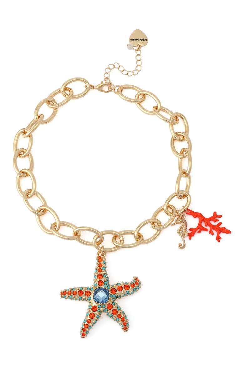 Short Starfish Pendant Necklace, Main, color, ORANGE