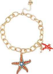 Betsey Johnson Short Starfish Pendant Necklace
