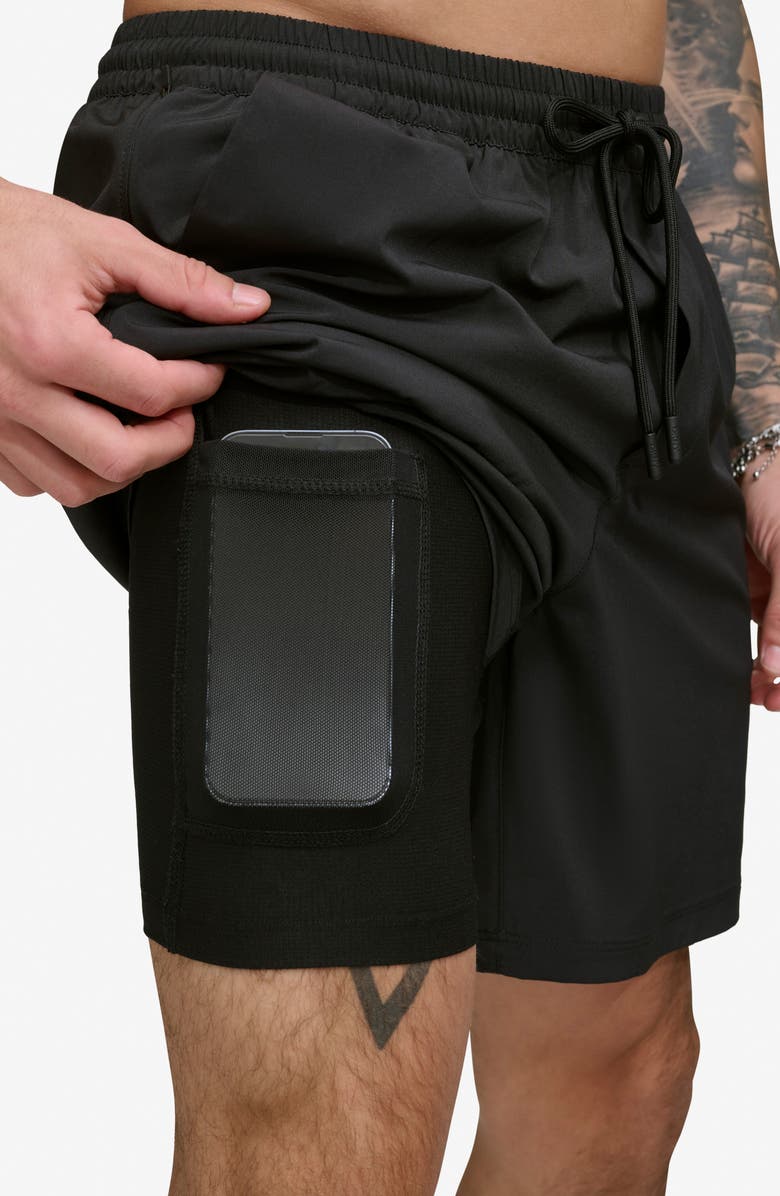 DKNY Core Volley Shorts Lined Swim Trunks, Alternate, color, Black