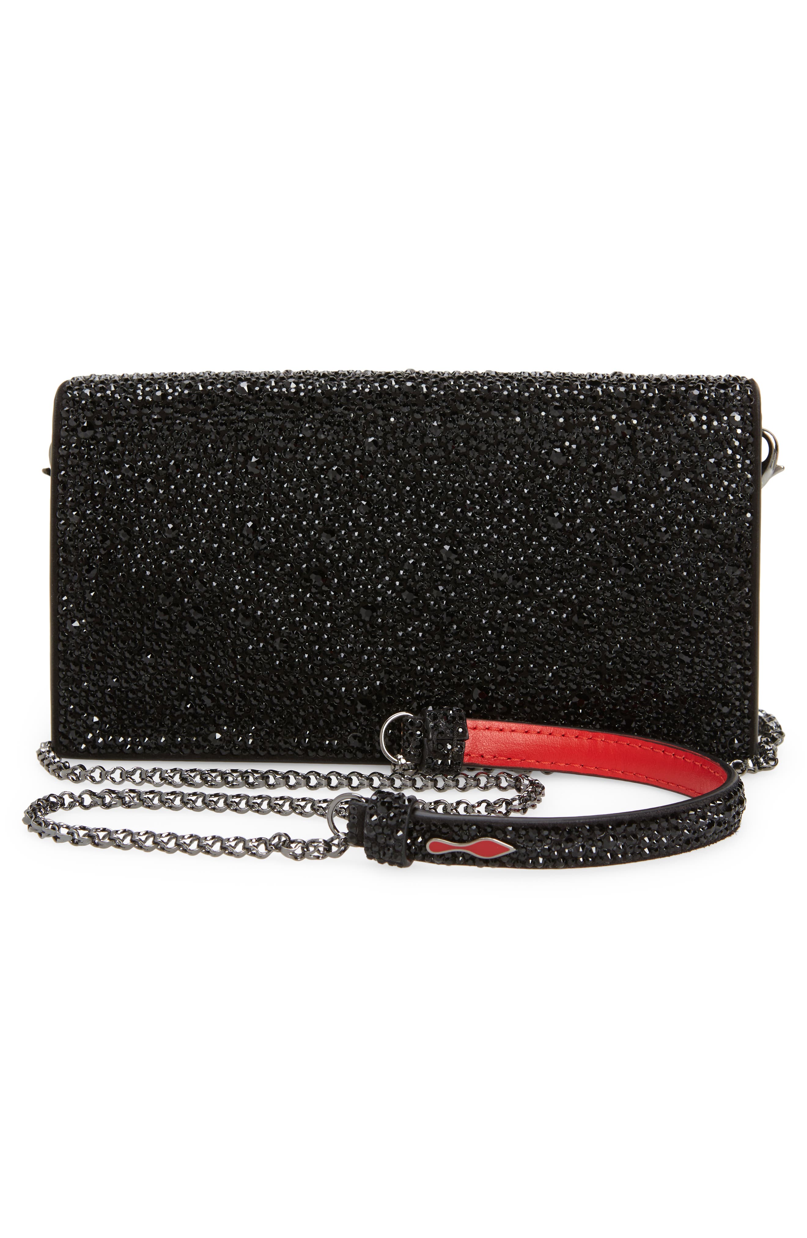 Christian Louboutin Small Loubi54 Strass Clutch, Alternate, color, Black/ Gun Metal