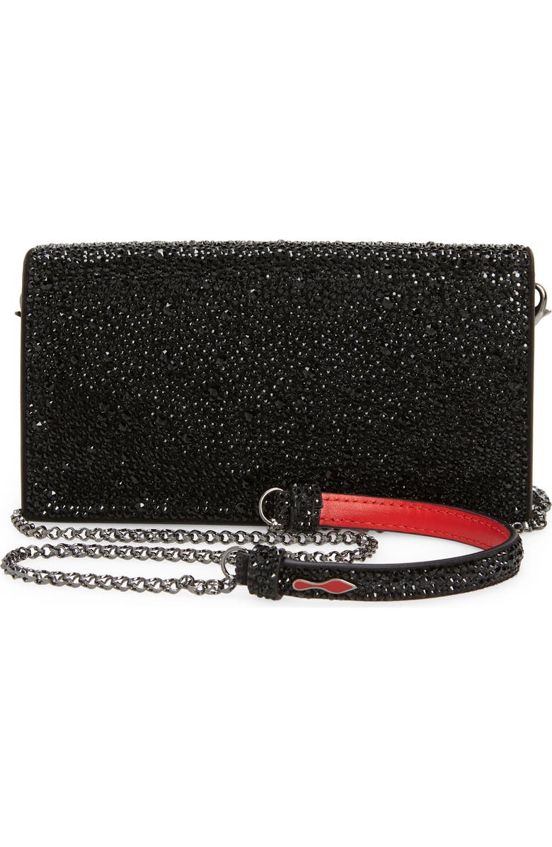 Christian Louboutin Small Loubi54 Strass Clutch, Alternate, color, Black/ Gun Metal