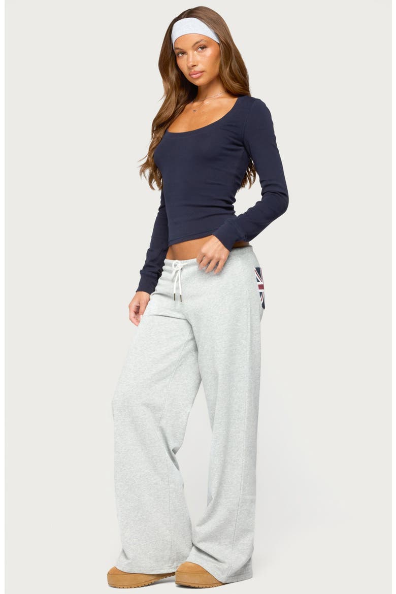 Oloya Long Sleeve Scoop Neck Top, Alternate, color, NAVY