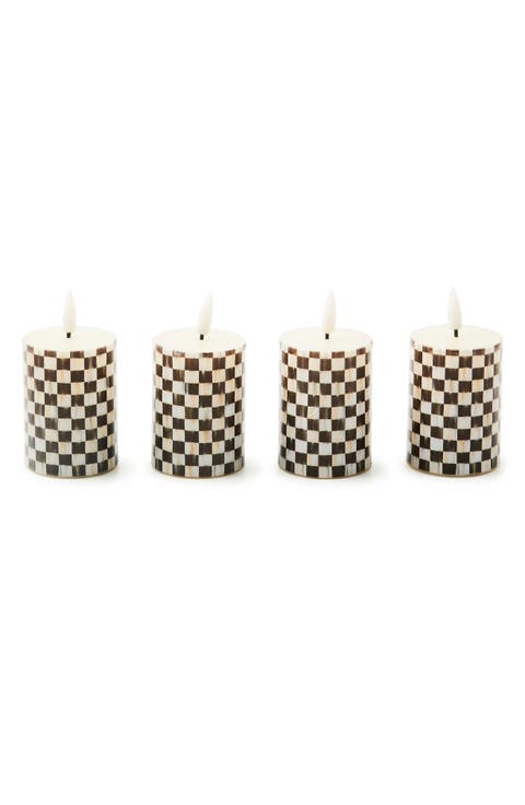 Set of 4 Courtly Check Flameless Votive Candles