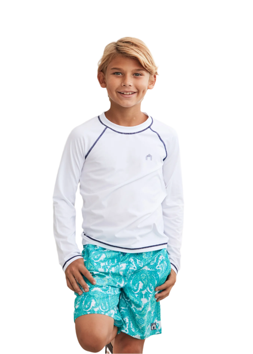 Cabana Life Boys Long Sleeve Cabana Rashguard In White