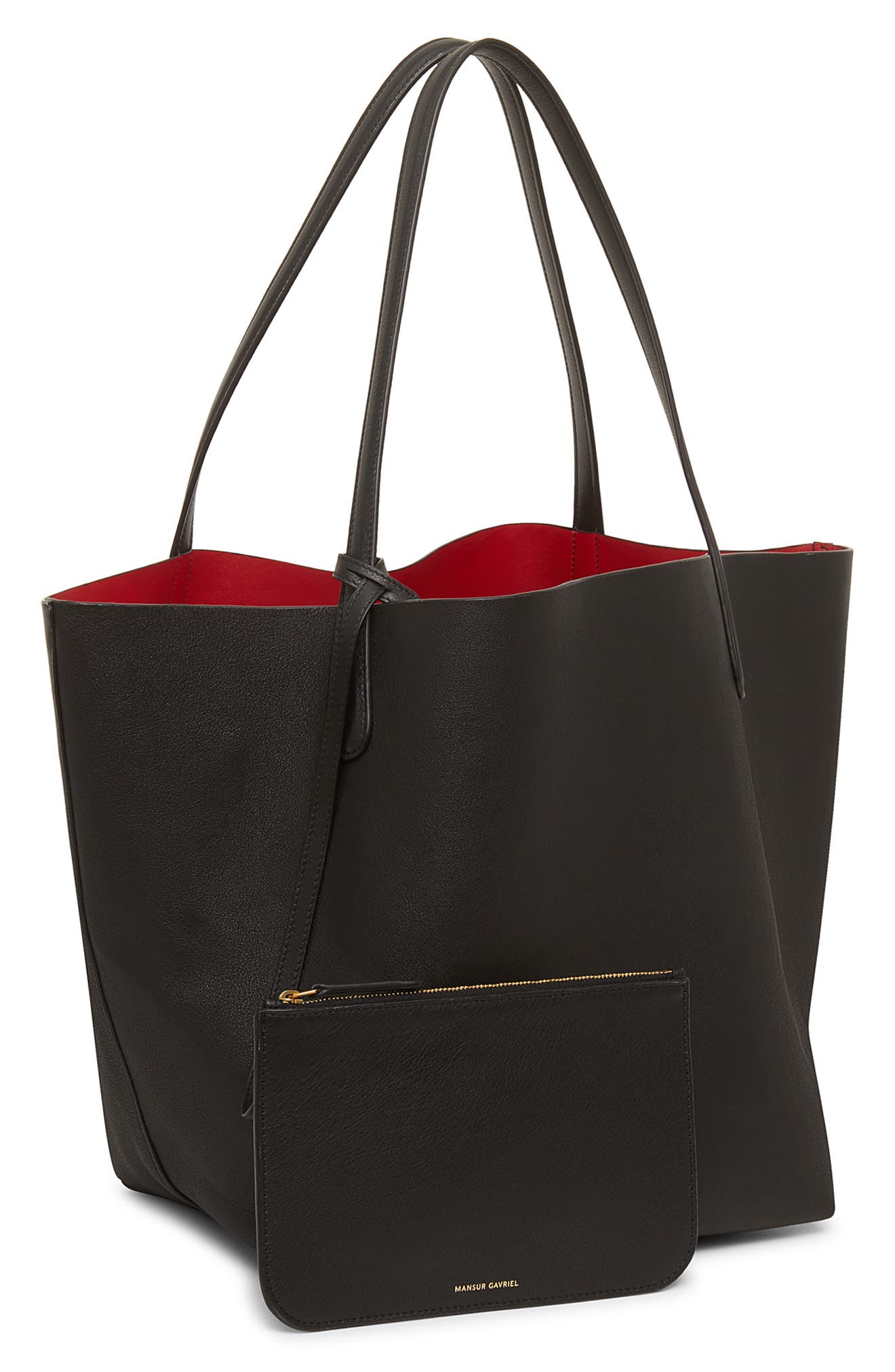Mansur Gavriel Everyday Soft Leather Tote, Alternate, color, Black/Flamma