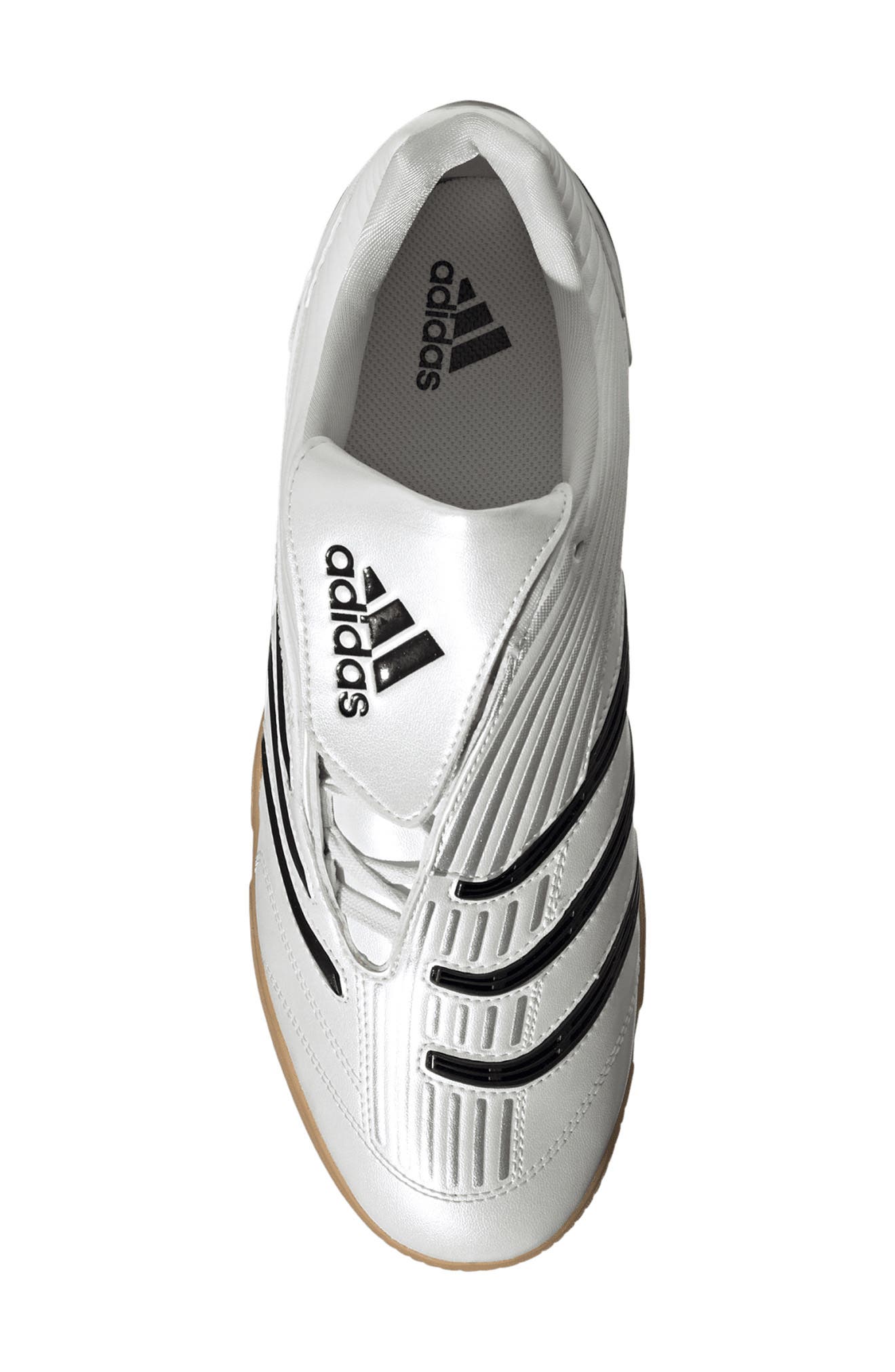 adidas Gender Inclusive Predator Sala Soccer Sneaker, Alternate, color, Zero Metallic/ Black/ Gum