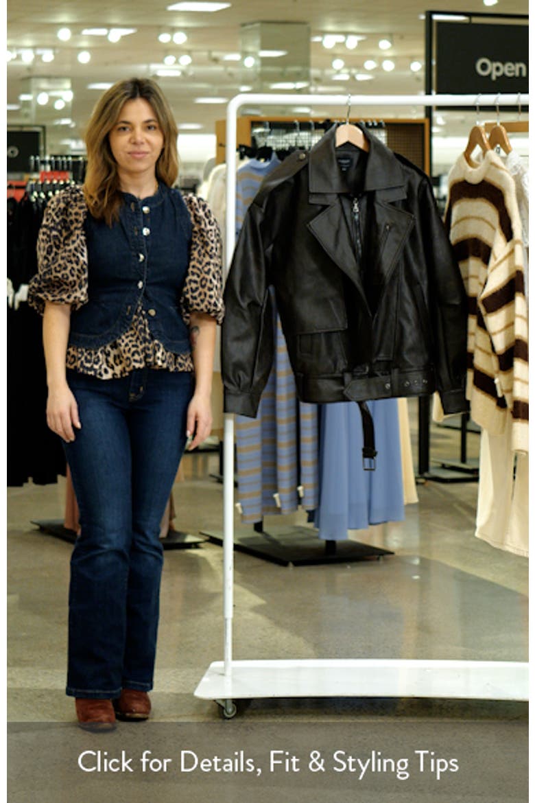 Kavi Oversize Faux Leather Moto Jacket video