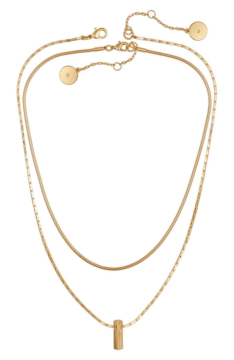 Vince Camuto Set of 2 Snake Chain & Bar Pendant Necklaces, Alternate, color, Gold Tone