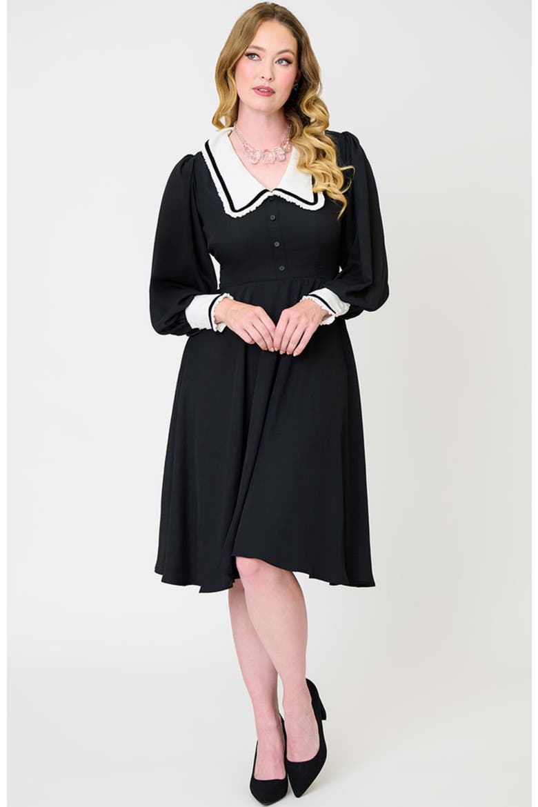 Pilgrim Collar Wendy Swing Dress, Main, color, Black w/ White Collar