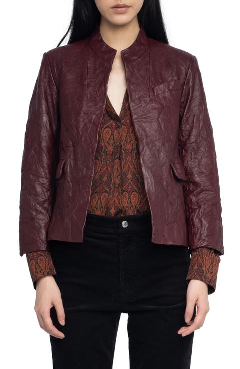Veryn Cuir Crinkled Leather Jacket