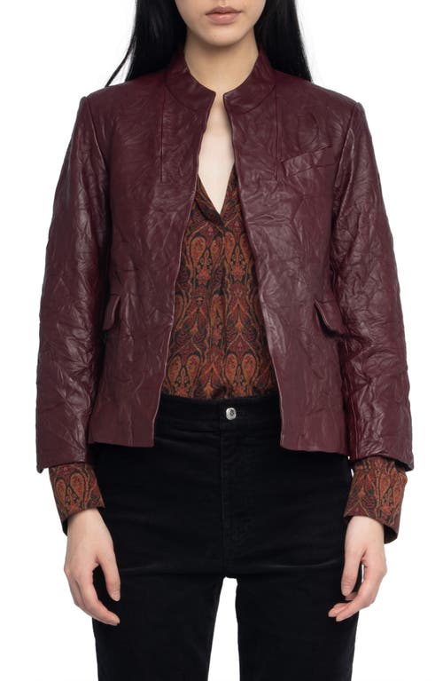 Zadig & Voltaire Veryn Cuir Crinkled Leather Jacket In Brown