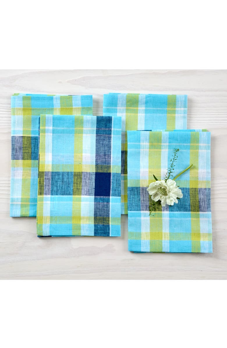 Solino Home Linen Dinner Napkins - Summer Madras Plaid, 20" x 20", Main, color,
