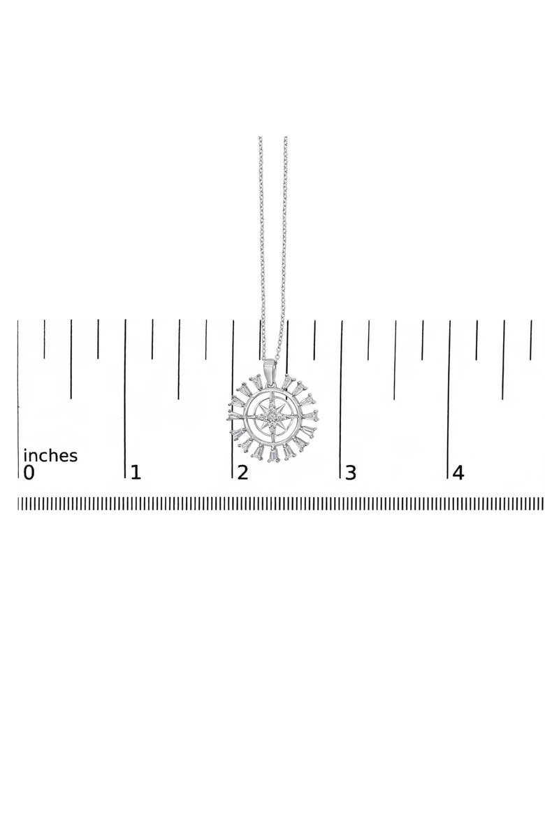 Sterling Silver 1/2 Cttw Diamond Starburst Compass Medallion Pendant Necklace, Alternate, color, Silver