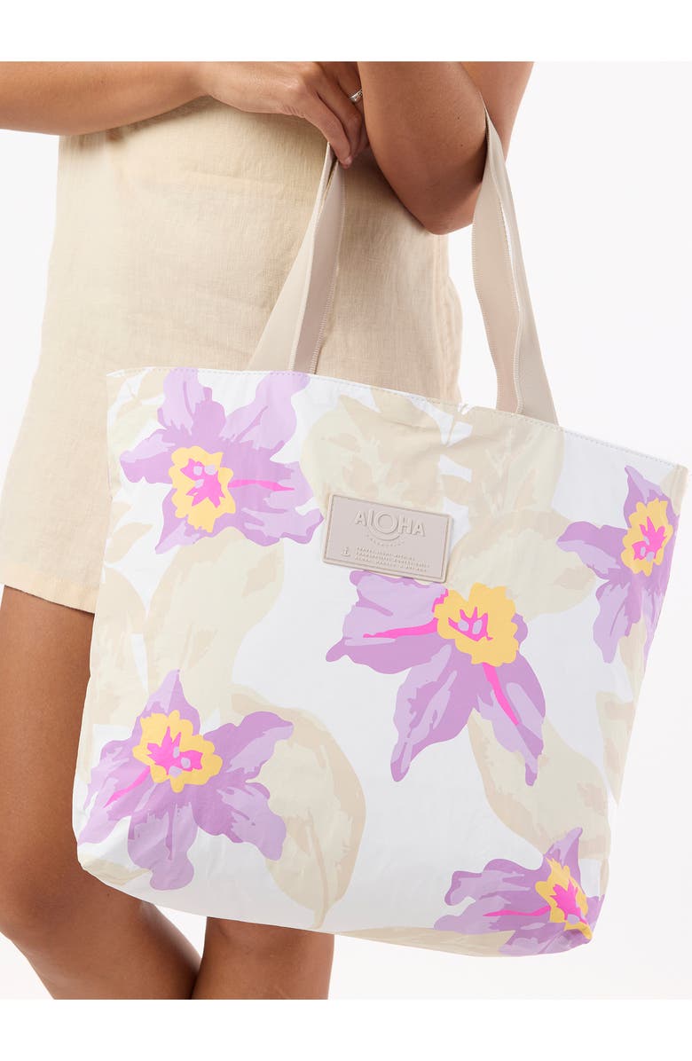 Aloha Collection Day Tripper Makana Water Resistant Tote, Alternate, color, Beige Lavander