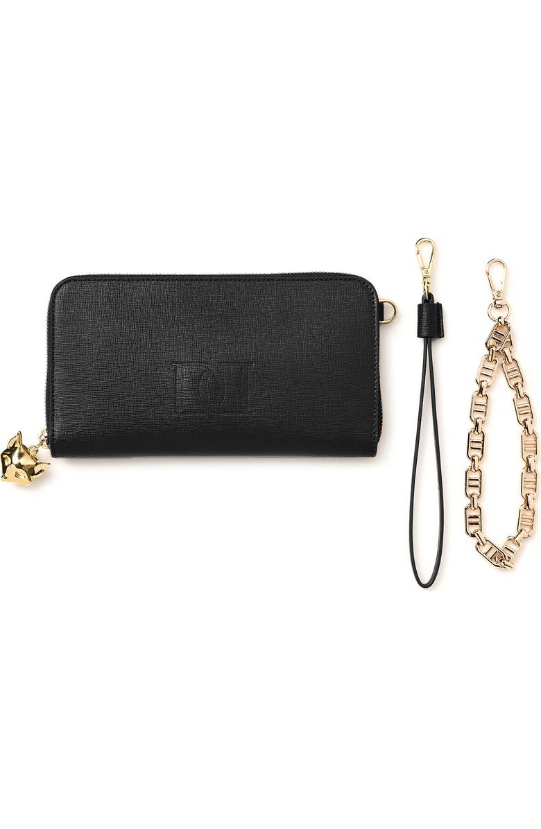 DESERI Paris Wallet, Alternate, color, Black With Gold Wristlet