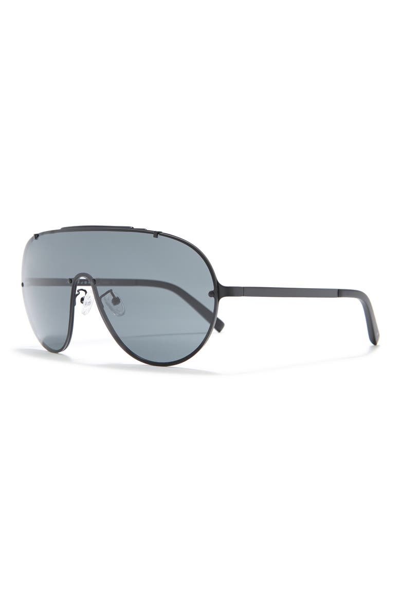 138mm Metal Blackmounted Shield Sunglasses, Alternate, color, BLACK