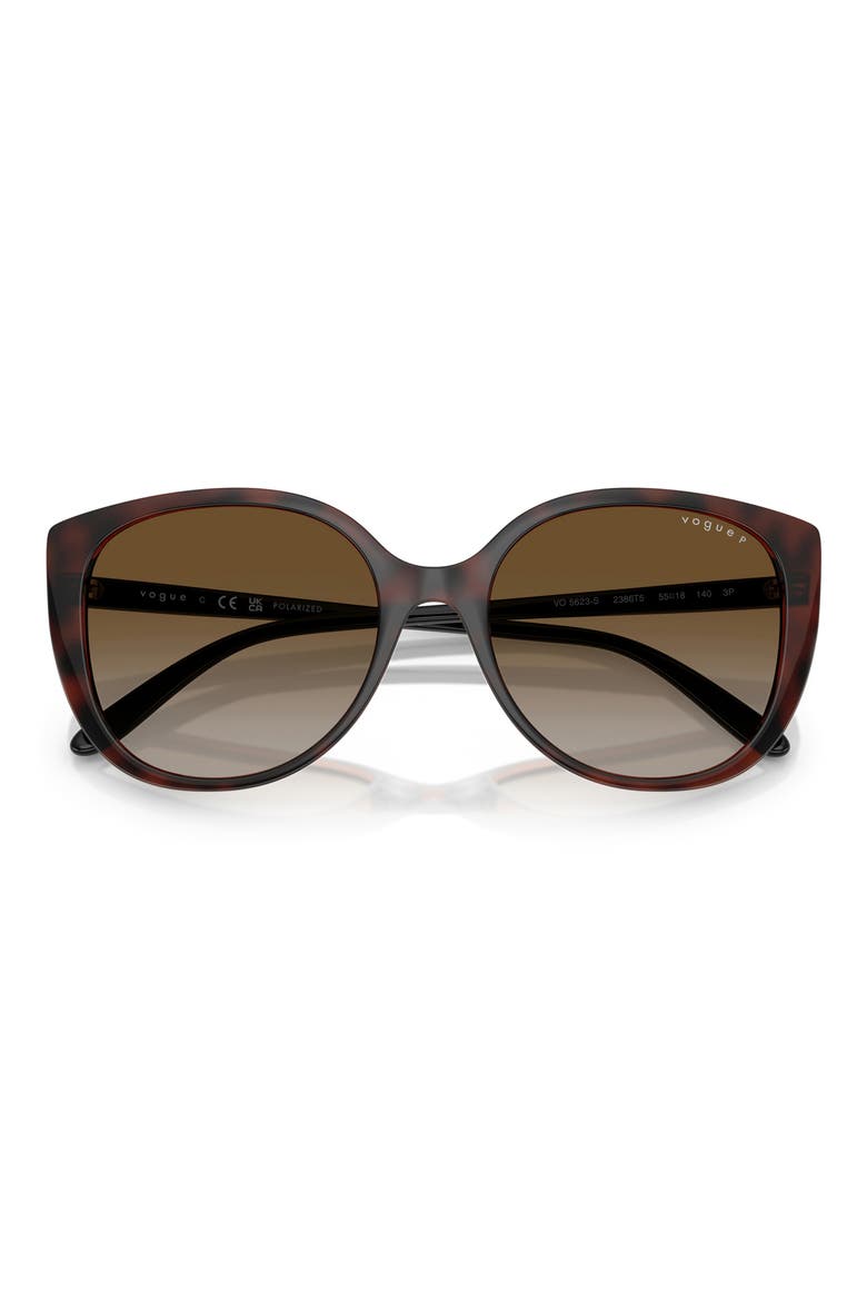 55mm Polarized Gradient Butterfly Sunglasses, Alternate, color, DARK HAVANA