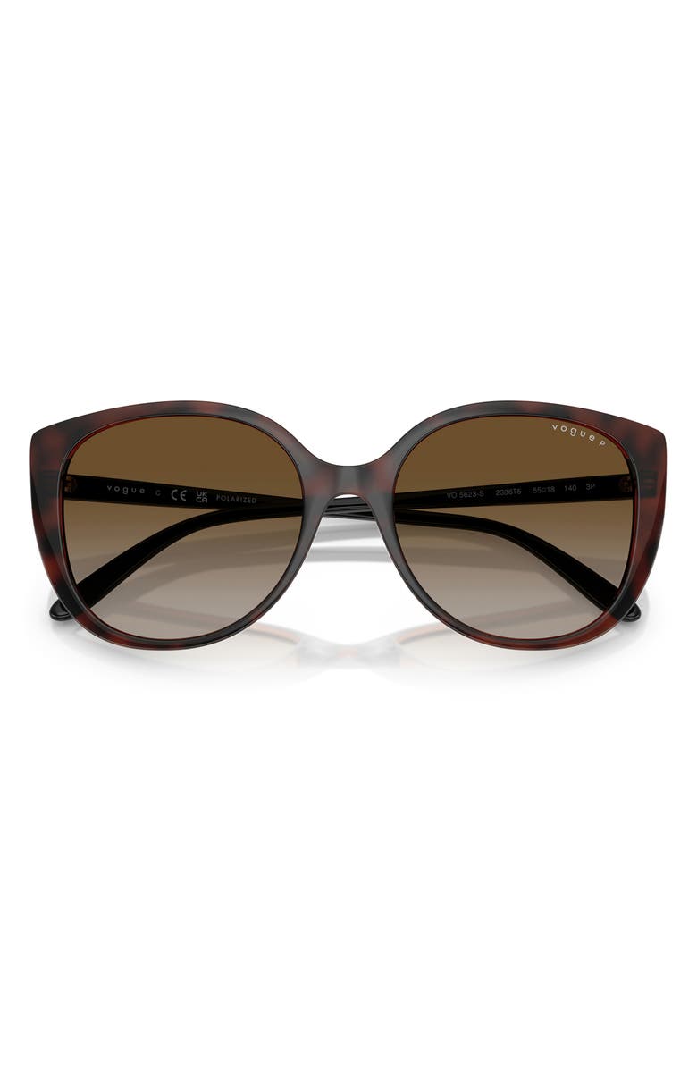 VOGUE 55mm Polarized Gradient Butterfly Sunglasses, Alternate, color, Dark Havana