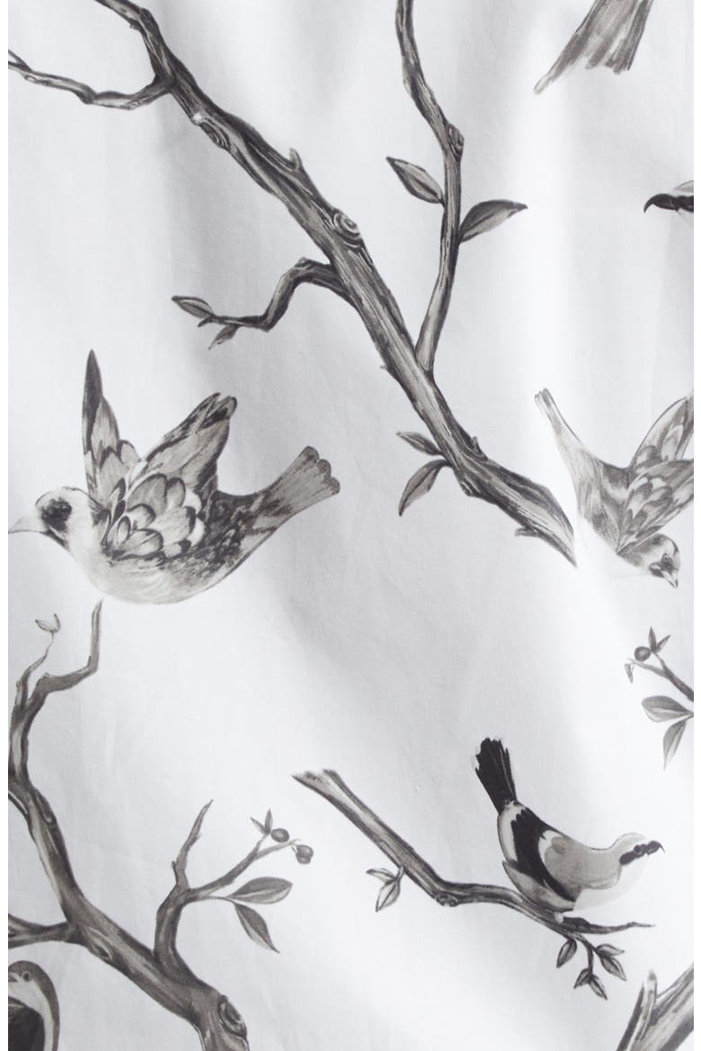 Bird Print Straight Fit Cotton Poplin Button-Down Shirt, Alternate, color, WHITE