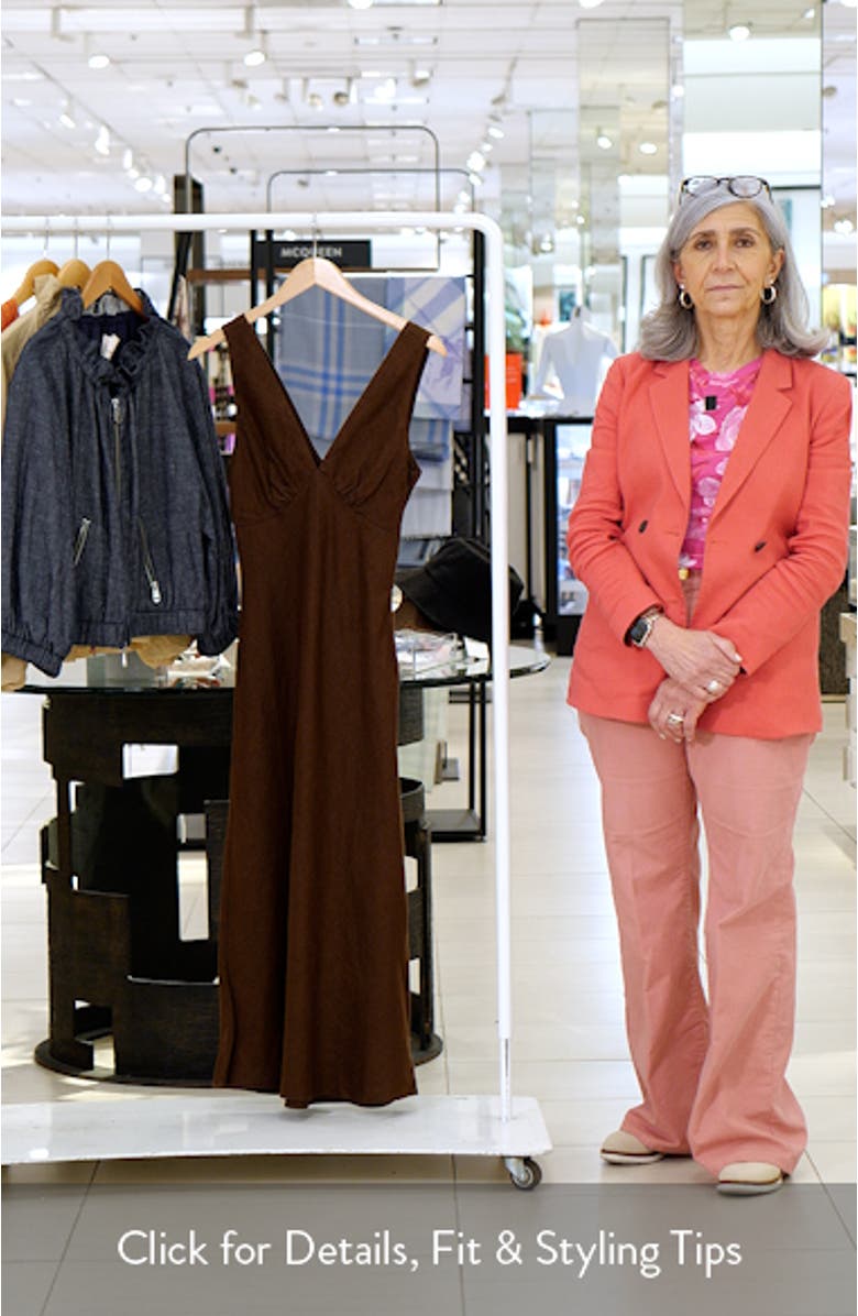 Avianna Plunge Neck Linen Dress, sales video thumbnail