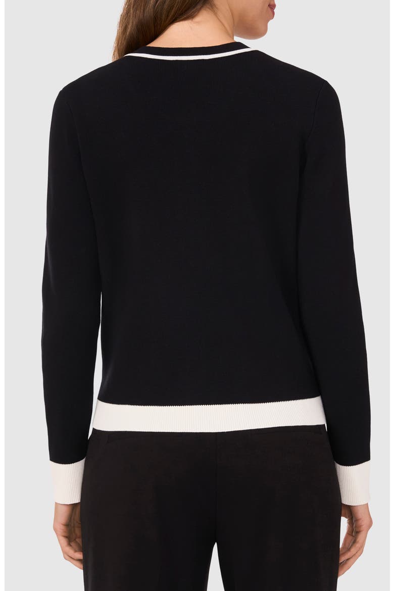 Contrast Trim Cardigan, Alternate, color, RICH BLACK