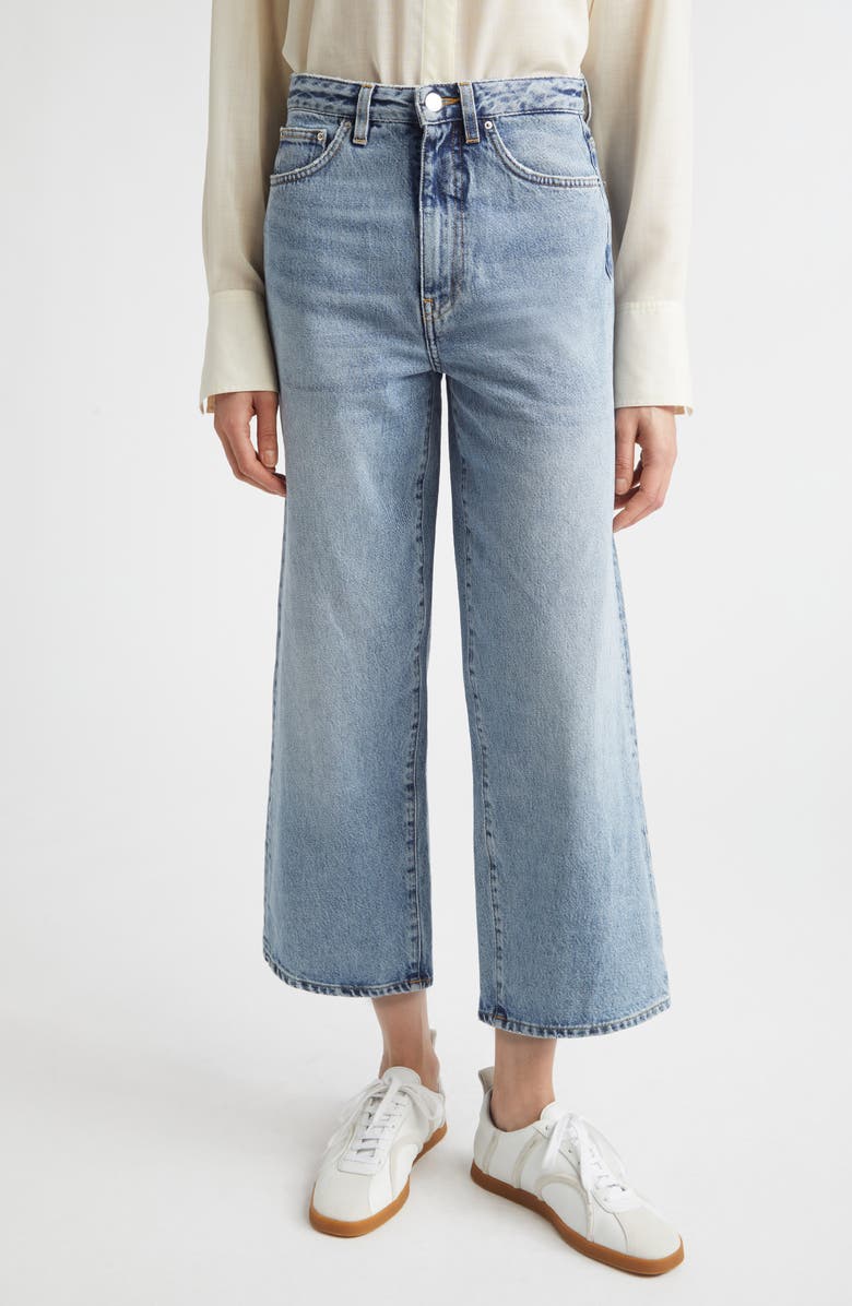 TOTEME Rigid Organic Cotton Flare Leg Jeans, Main, color, Worn Blue